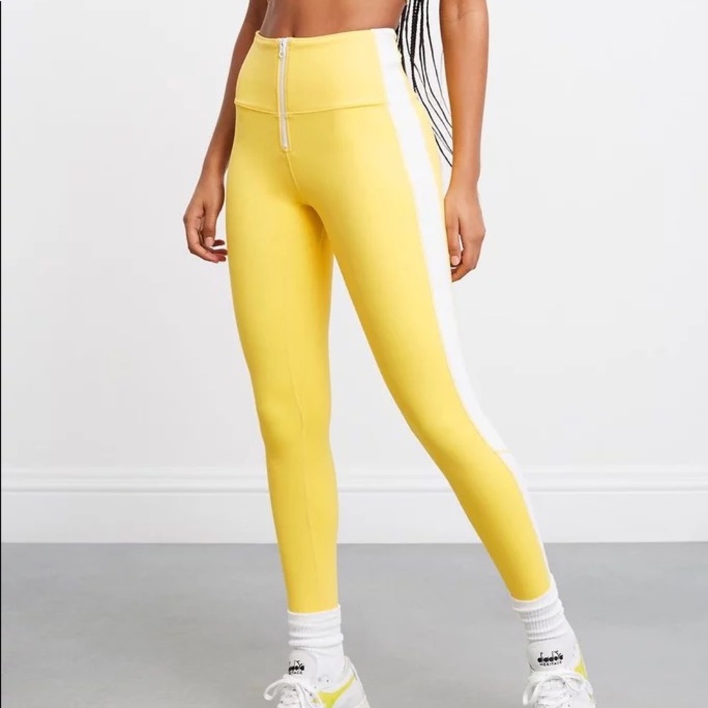 Solid and striped x banier yellow leggings